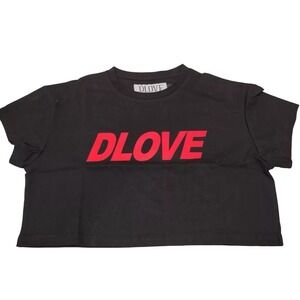 DLOVE LADIES CROP TOP Black With Red‎ Logo Sz LG. Brand New
